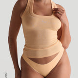 T-Shape Micro-Ribbed Tank Top - Honeypeach