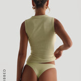 Form-Ribbed Button-Down Tank Top - Peppermint Tea