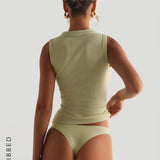 Form-Ribbed Button-Down Tank Top - Peppermint Tea