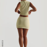 Form-Ribbed A-Line Mini Skirt - Peppermint Tea