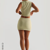 Form-Ribbed Button-Down Tank Top - Peppermint Tea