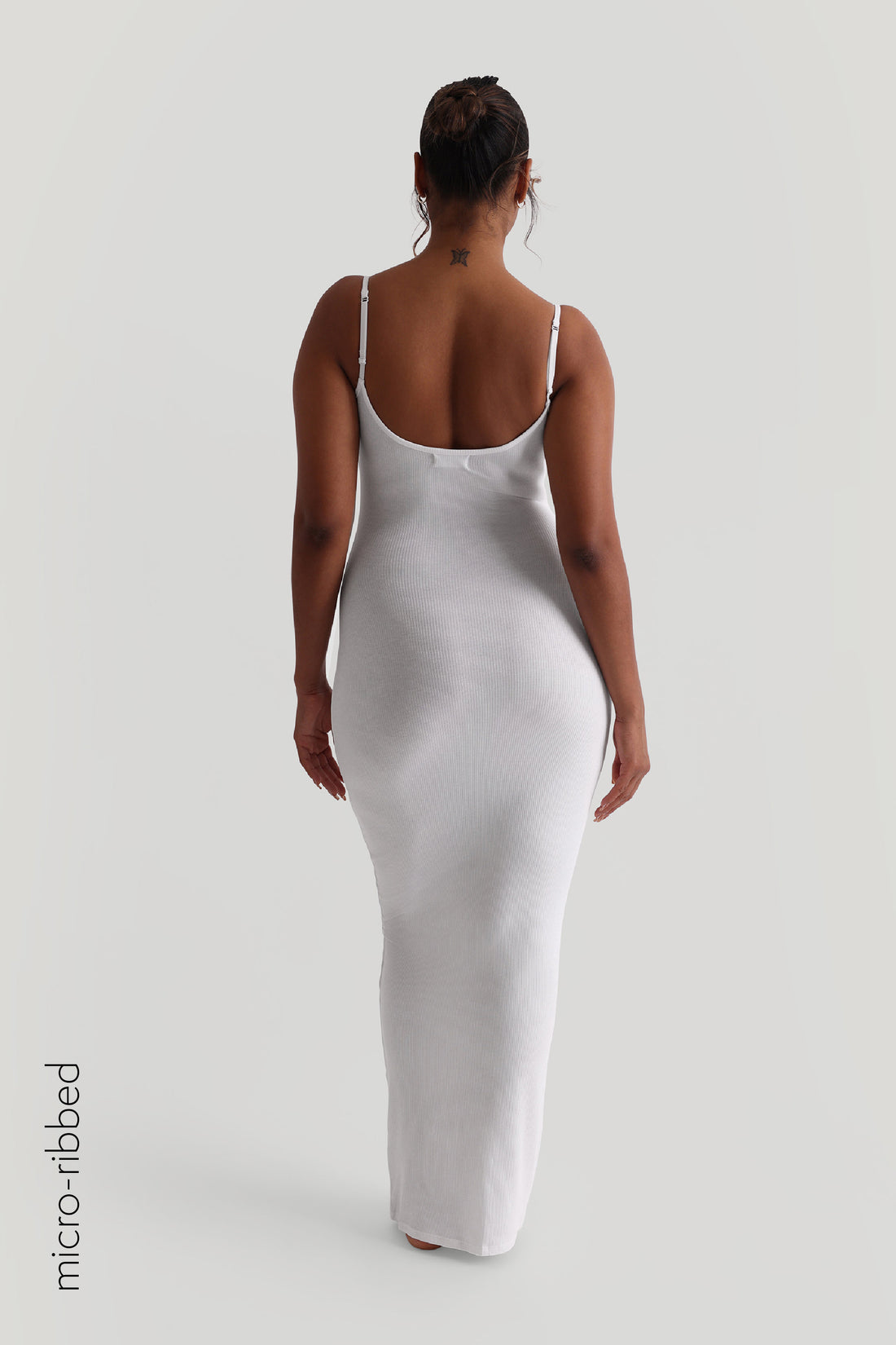 Slip-On Micro-Ribbed Maxi Dress - White