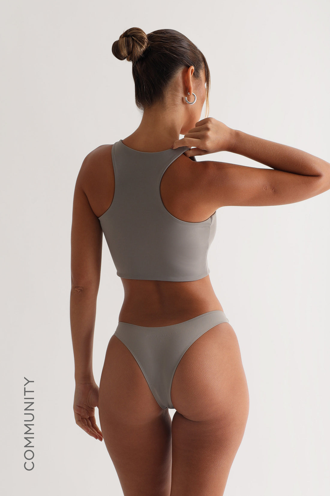 Racer Back Athleisure Crop Top - Gray