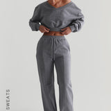 Structured Wide Leg Sweatpants - Stone Gray