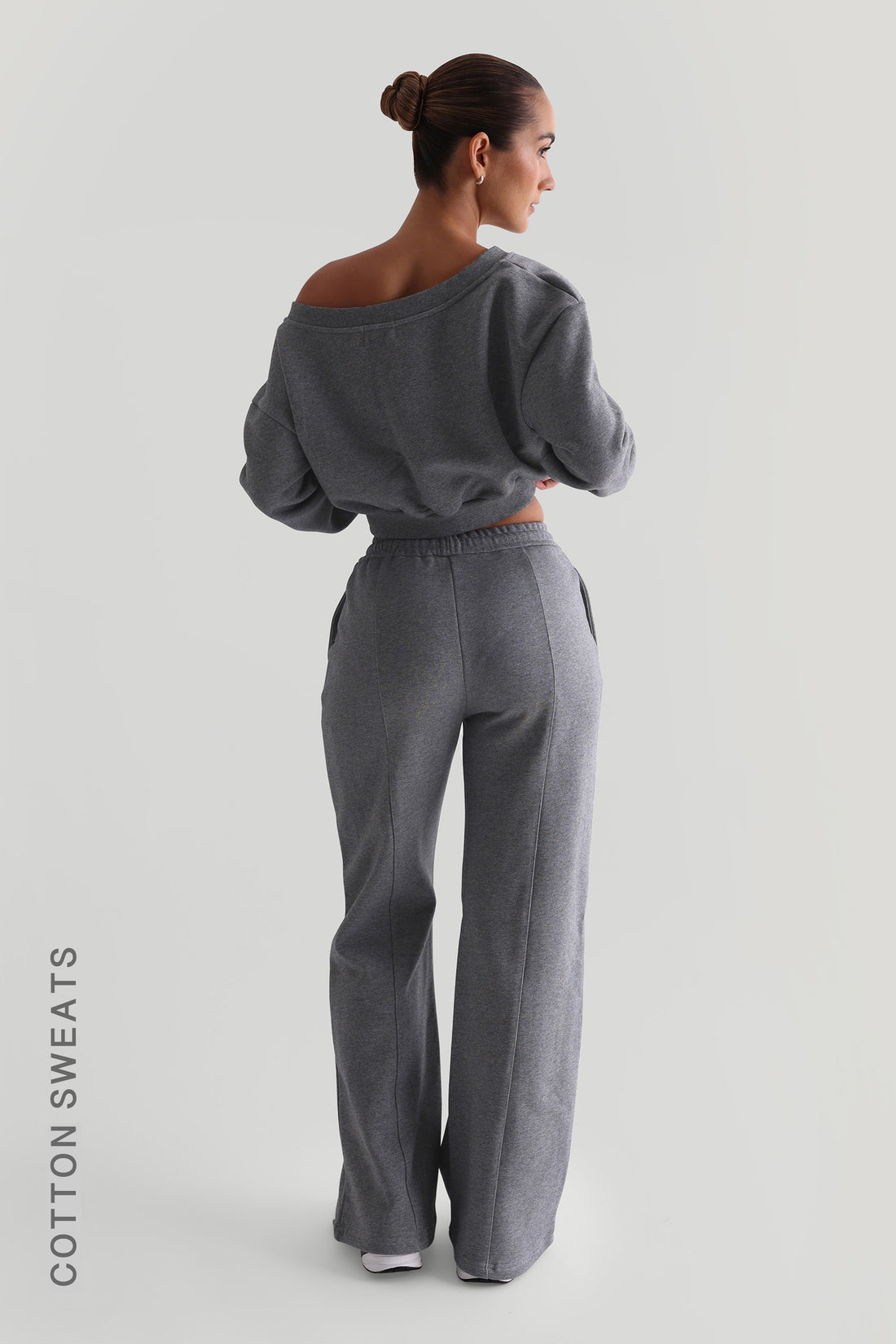 Structured Wide Leg Sweatpants - Stone Gray