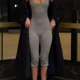 Capri Halter Jumpsuit - Latte Taupe