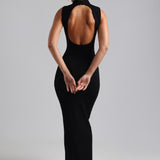 Sleeveless Mock Neck Maxi Dress - Black
