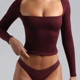 Frame Long Sleeve Top - Black Cherry