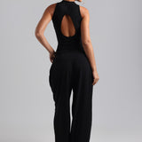Sleeveless Open Back Top - Black