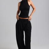 Sleeveless Open Back Top - Black