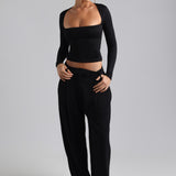 Frame Long Sleeve Top - Black