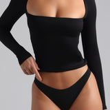 Frame Long Sleeve Top - Black