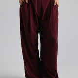 The Ivy Wide-Leg Trousers - Black Cherry