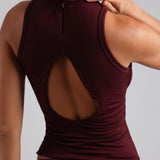 Sleeveless Open Back Top- Black Cherry