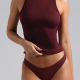 Sleeveless Open Back Top- Black Cherry