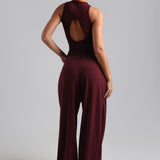 Sleeveless Open Back Top- Black Cherry