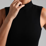 Sleeveless Mock Neck Maxi Dress - Black