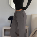Structured Wide Leg Sweatpants - Smokey Gray