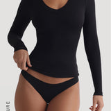 V-Shape Long Sleeve T-Shirt - Black