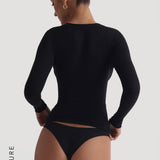 V-Shape Long Sleeve T-Shirt - Black