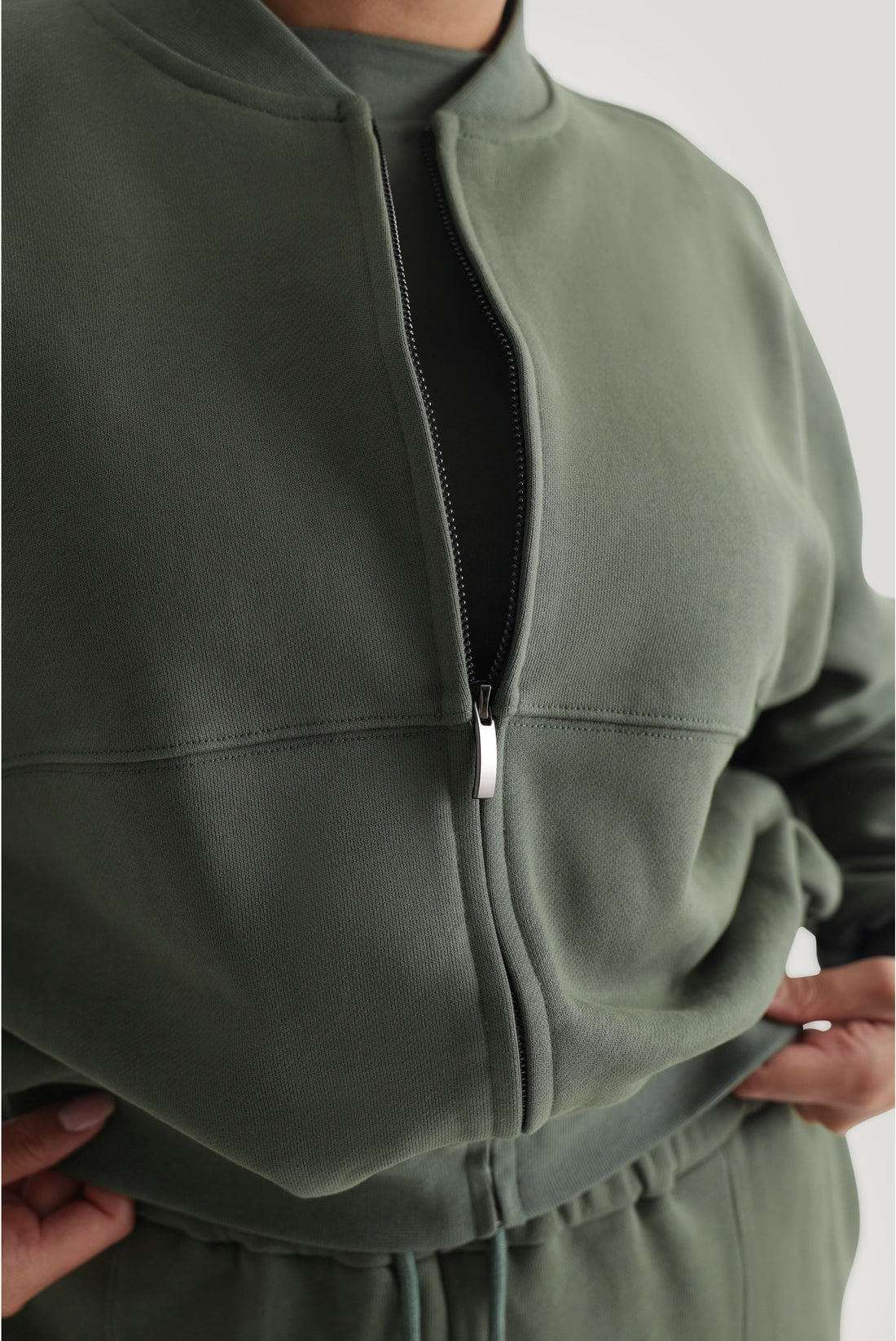Oversized Bomber Fit Jacket - Forest Green