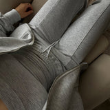 Structured Wide Leg Sweatpants - Heather Gray