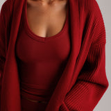 Merino Wool Cardigan - Cranberry