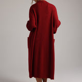 Merino Wool Cardigan - Cranberry
