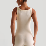 Round-Neck Micro-Ribbed Romper - Lune