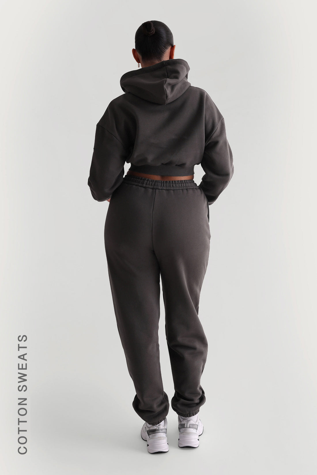 Sweat à capuche court zippé Key - Fumée