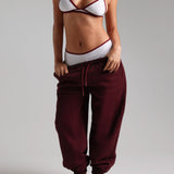 Classic Two-Tone Micro-Ribbed Mini Shorts - White/Black Cherry