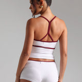 Contour Two-Tone Split-Back Cami - White/Black Cherry