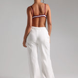 Structured Wide Leg Sweatpants - White