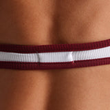 The Demi Two-Tone Micro-Ribbed Bralette - White/Black Cherry