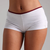 Classic Two-Tone Micro-Ribbed Mini Shorts - White/Black Cherry