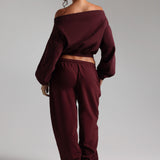 Drop Shoulder Sweatshirt - Black Cherry