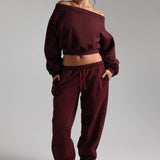 Classic Cotton Sweatpants - Black Cherry