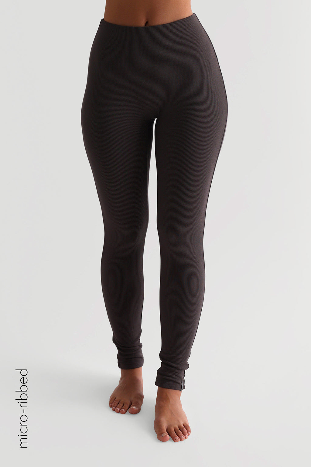 High Waisted Micro-Ribbed Leggings - Warm Mocha – My Outfit Online
