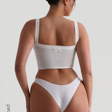 Staple Micro-Ribbed Crop Top - White