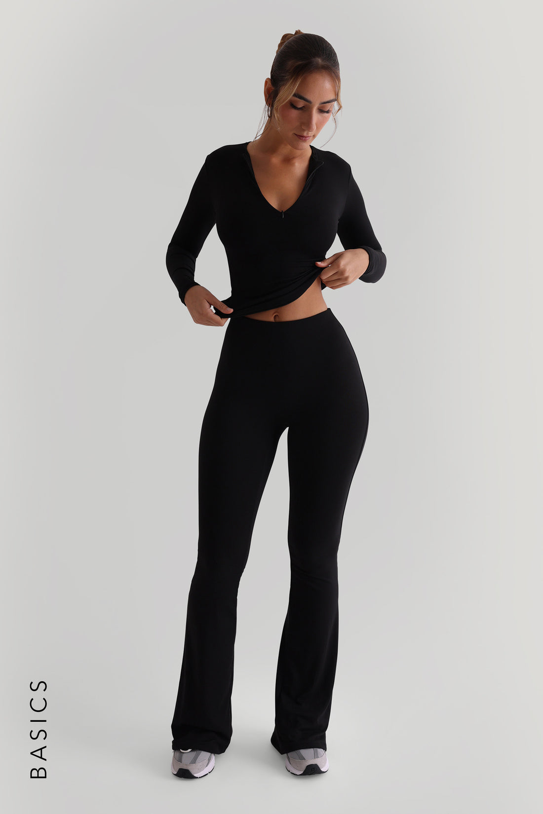 POP Fit, Pants & Jumpsuits, Pop Fit Black 2232 Mesh Striped Pocket Full  Length Leggings