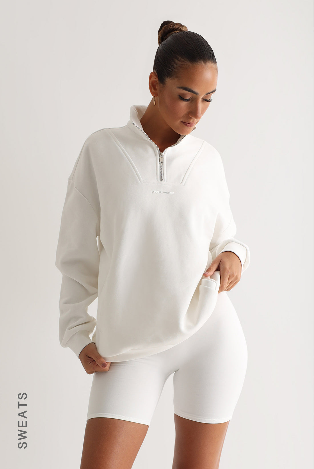 Quarter Zip Sweatshirt - White