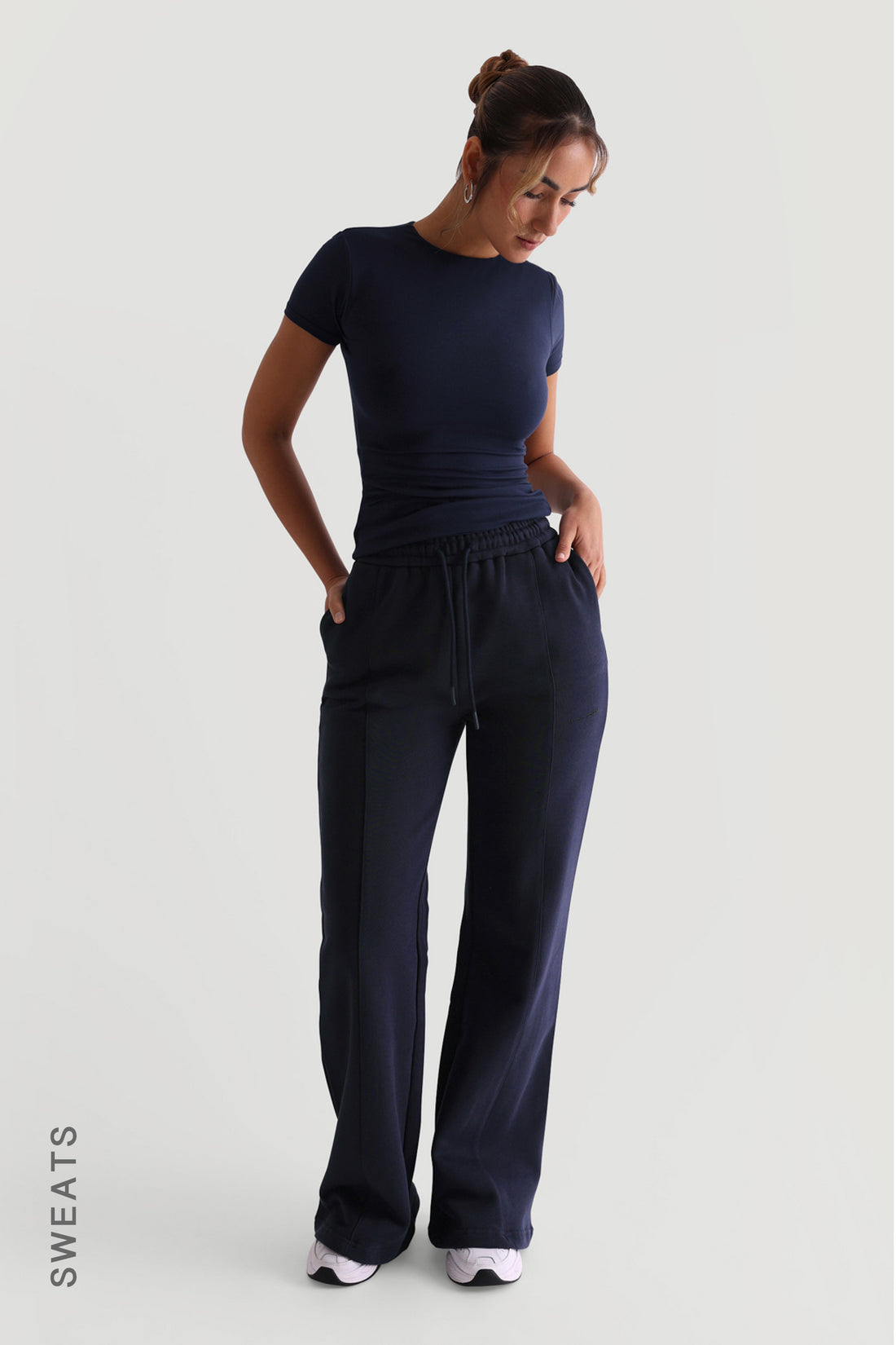 Baggy Fit Structured Sweatpants - Navy – My Outfit Online
