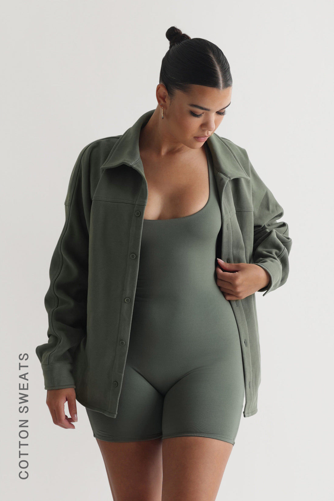 Veste oversize en coton – Vert forêt