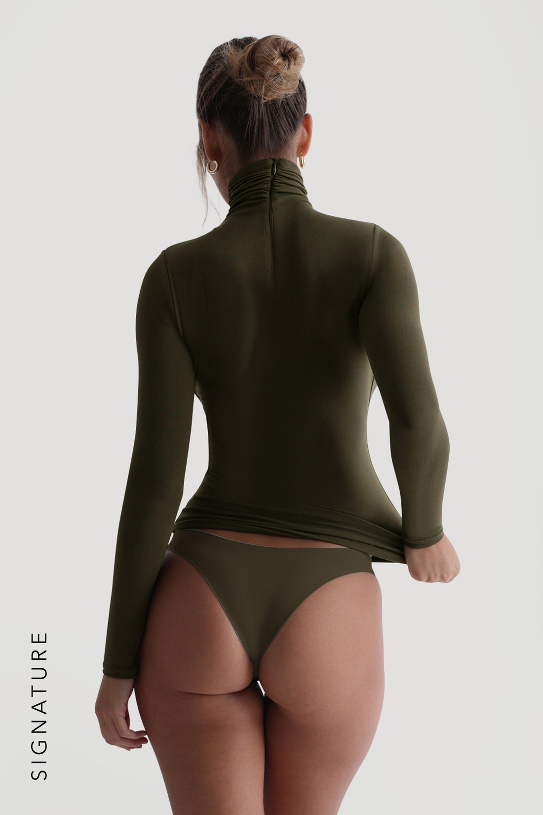 Refined Long Sleeve Turtleneck T-Shirt - Deep Olive