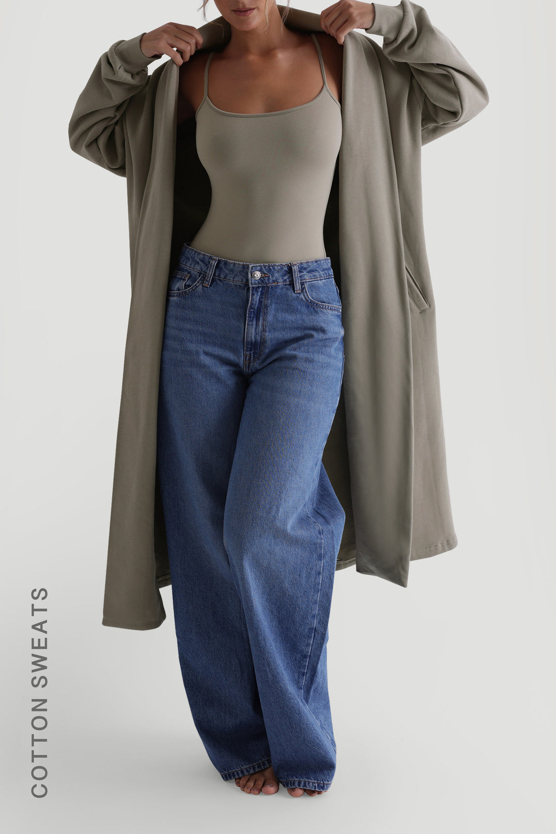Oversized Sweat Cardigan - Quiet Sage