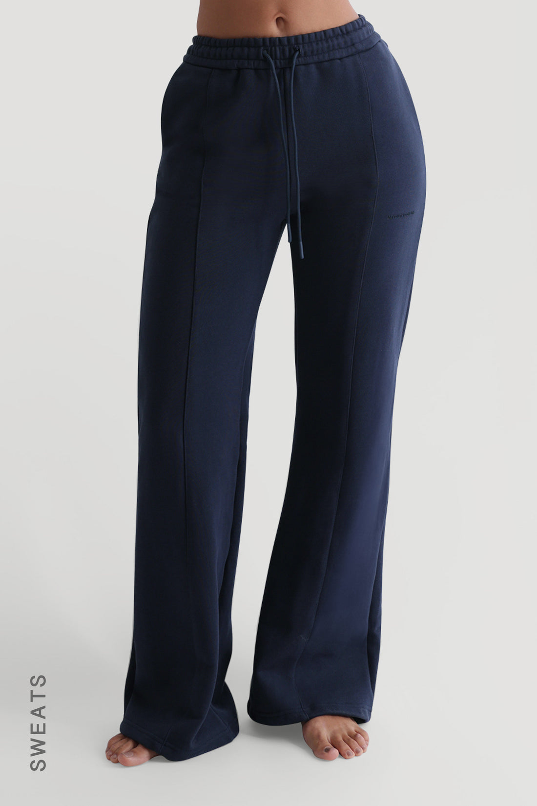 Structured Wide Leg Sweatpants - Navy