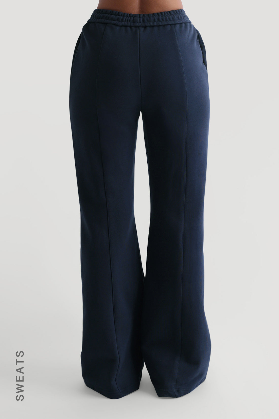 Structured Wide Leg Sweatpants - Navy