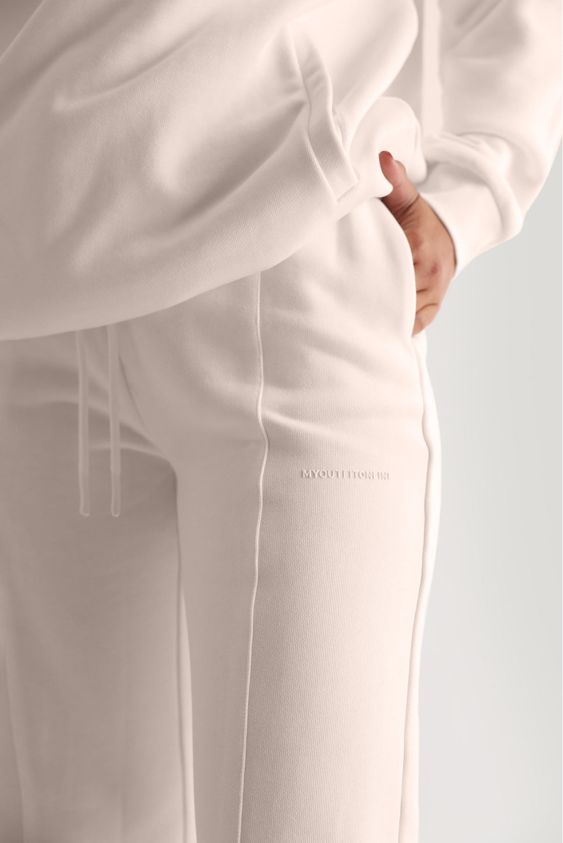 Structured Wide Leg Sweatpants  - Pearl