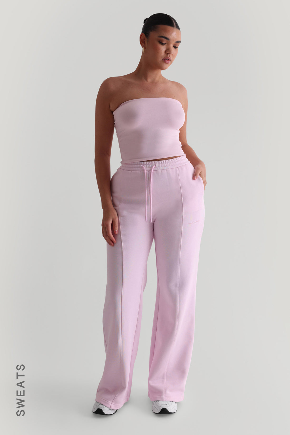 Structured Wide Leg Sweatpants  - Soft Pink