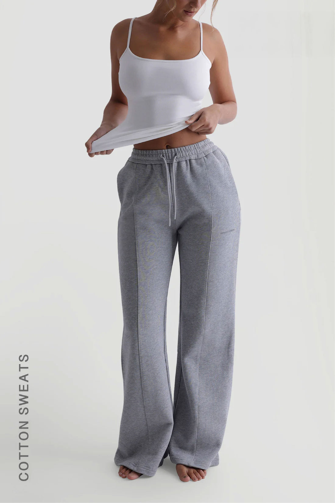 Structured Wide Leg Sweatpants - Heather Gray